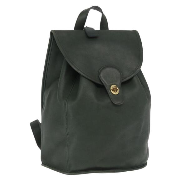 Coach Backpack Leather Green Gold Auth 160288 main image 10